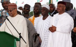 Nigeria's President Jonathan draws an intimidating show of support against Babangida at Abuja declaration for 2011 contest.