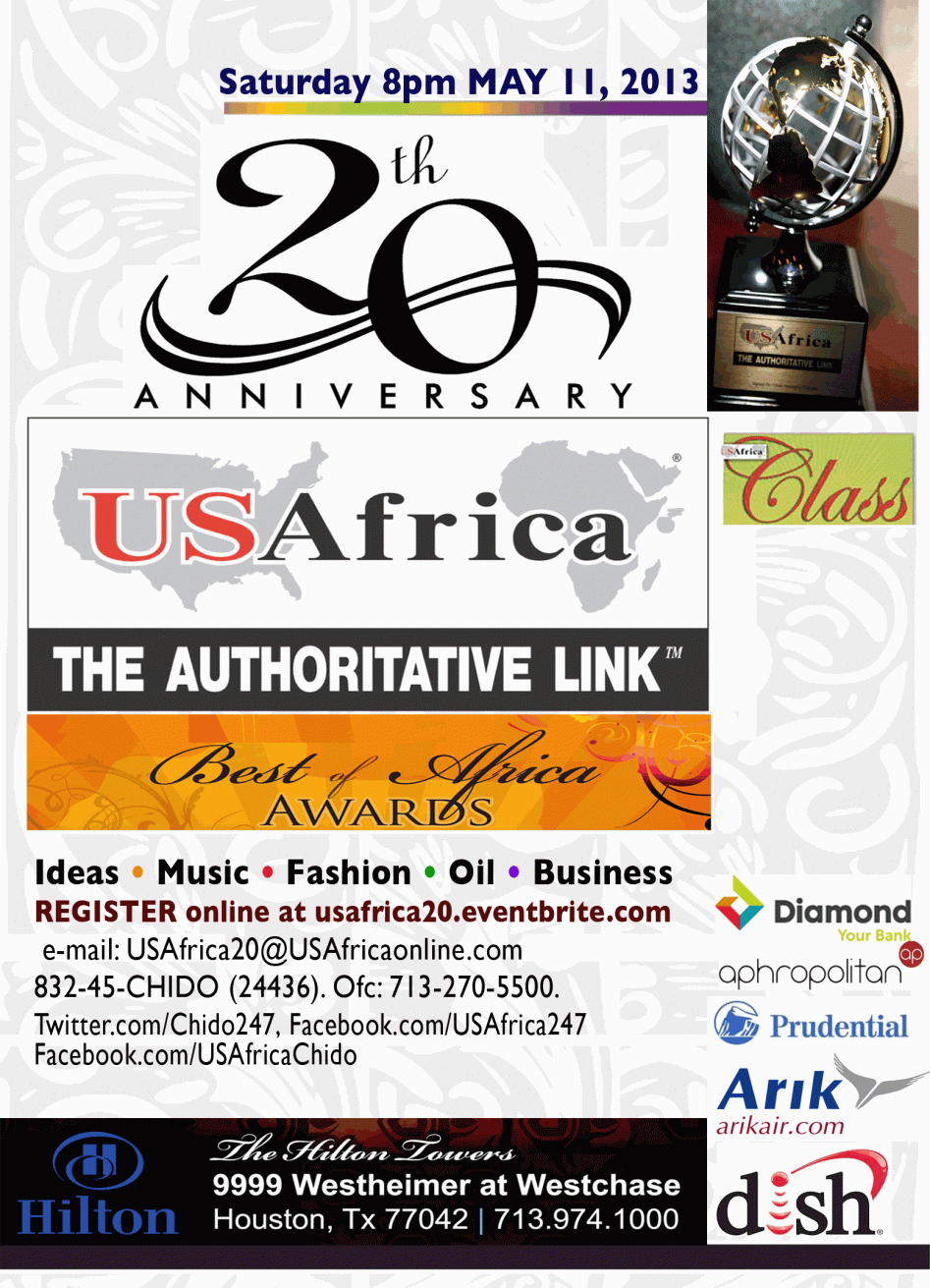 USAfrica 20th ANNIVERSARY and BEST of Africa Awards on Sat May 11, 2013 in Houston