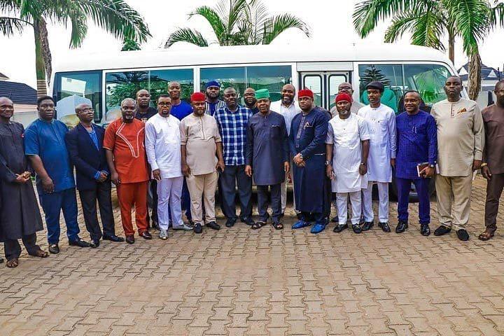 USAfrica: Countdown to Ihedioha's swearing-in, 25 of his opponents in 2019 polls jointly visit in support