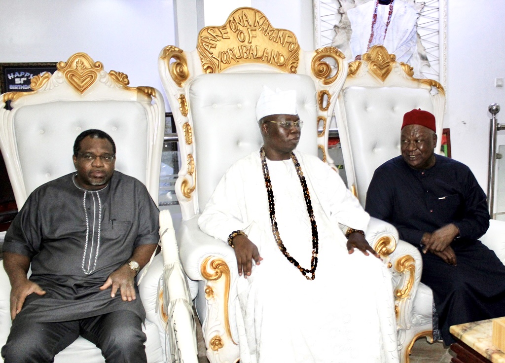 Nigeria's presidential aspirant Anyim consults with Gani Adams, Bode George, Ayo Adebanjo