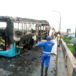 Hoodlums set BRT bus on fire in Lagos