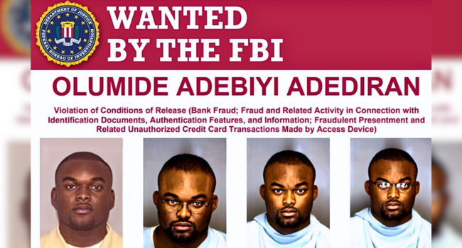 FBI offers $10,000 reward for Nigerian fraud suspect wanted since 2001