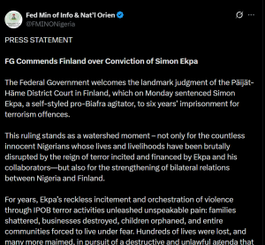 Finnish court convicts pro-Biafra agitator Simon Ekpa