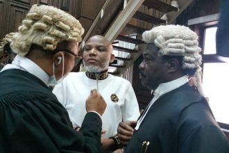 Nnamdi Kanu ordered out of court over disruptive behaviour