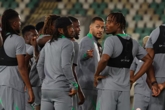 FIFA World Cup - CAF Qualifiers - Nigeria Training - Godswill Akpabio International Stadium, Uyo, Nigeria - October 13, 2025 Nigeria's William Troost-Ekong with teammates during training