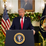 Trump showcases wins in holiday speech despite declining approval rating