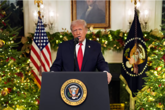 Trump showcases wins in holiday speech despite declining approval rating