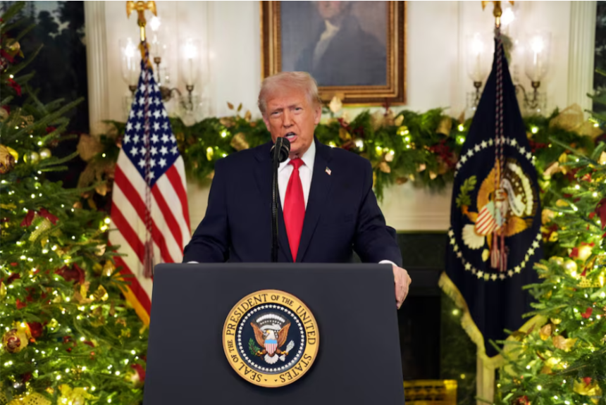 Trump showcases wins in holiday speech despite declining approval rating