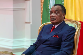 Republic of the Congo's President Denis Sassou Nguesso in Brazzaville, Republic of Congo. Taken Monday, July 25, 2022.