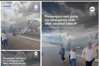 Fire erupts on American Airlines Plane during takeoff in Denver
